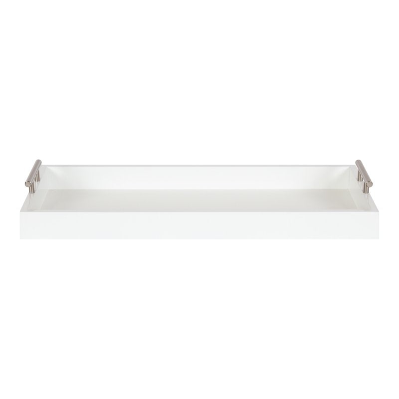 Decorative Tray - 10x24 Chic White & Silver Accent Tray
