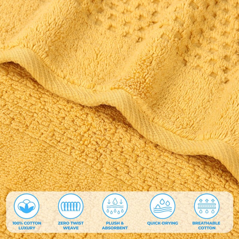 Gold Cotton Waffle Textured 3-Piece Towel Set - Superior Playa Zero Twist