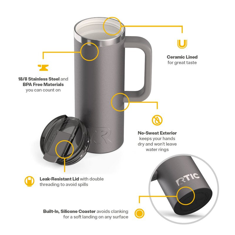 20 oz Insulated Travel Mug with Leak-Resistant Lid - Graphite