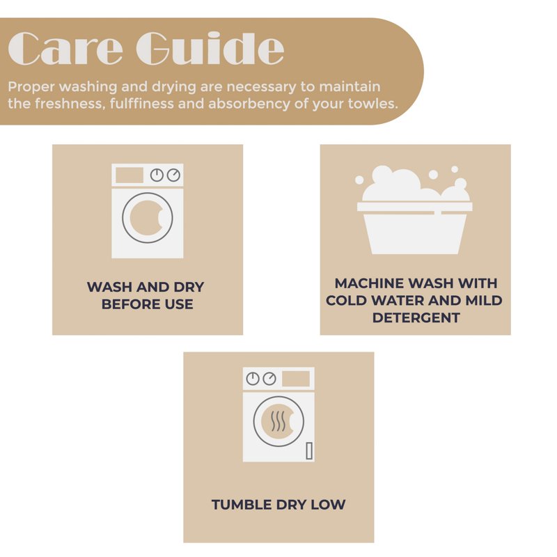 Yellow Gold Cotton Towel Set - 8 Piece Ultra Soft Quick Dry Towels with Waffle Border