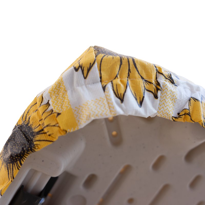 Elastic Fitted Table Cover - Waterproof Vinyl, 6 ft, Sunflower Check, 8 Pack