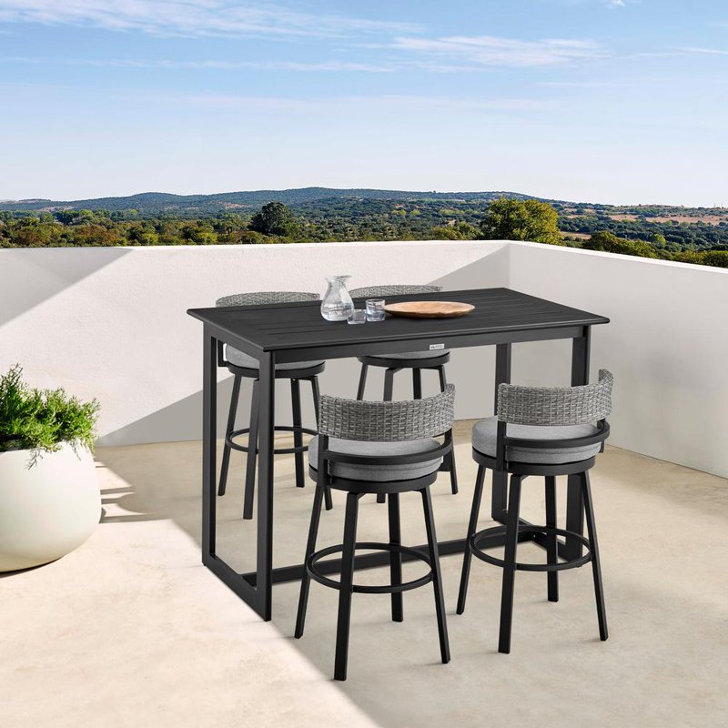 Encinitas 26" Aluminum Outdoor Counter Stool - Dark Gray/Black