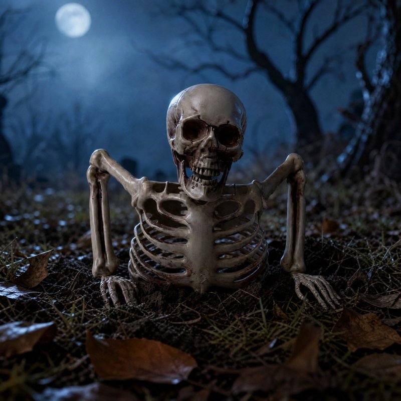 Halloween Skeleton Prop Half Torso White Plastic Tabletop Decor - Variation 022#A
