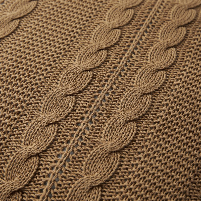 Taupe Cable Knit Decorative Pillow 18x18 Inches - Cotton & Polyester