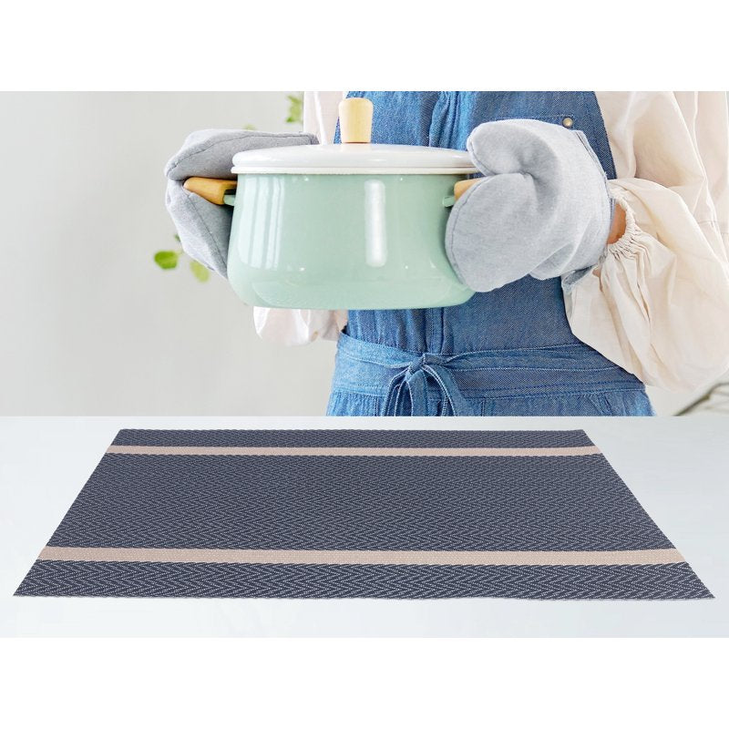 Washable Vinyl Placemats Set of 8 - Dark Blue for Kitchen