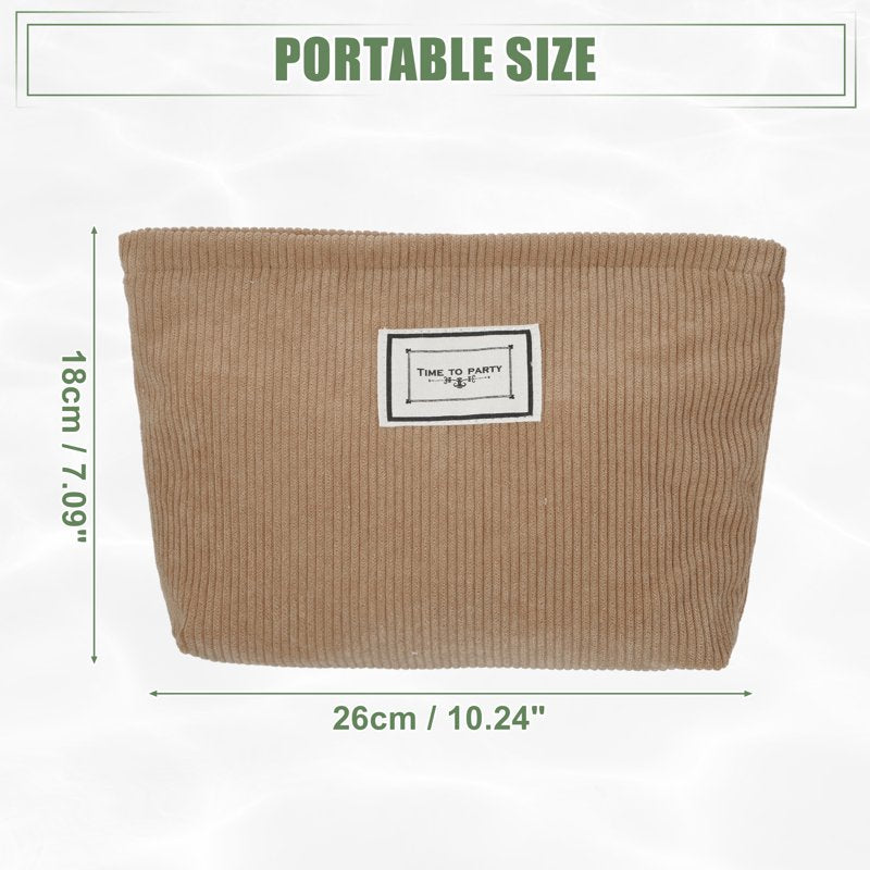 Corduroy Makeup Bag - Mini Zipper Cosmetic Pouch