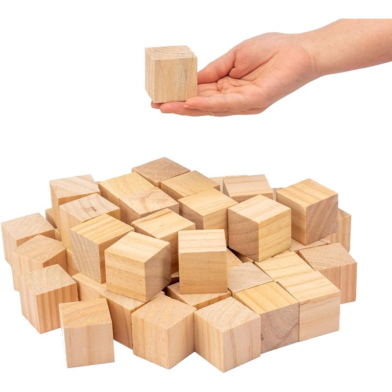Unfinished Wooden Cubes 100 Pack - 1 Inch Craft Blocks for Art & DIY Projects
