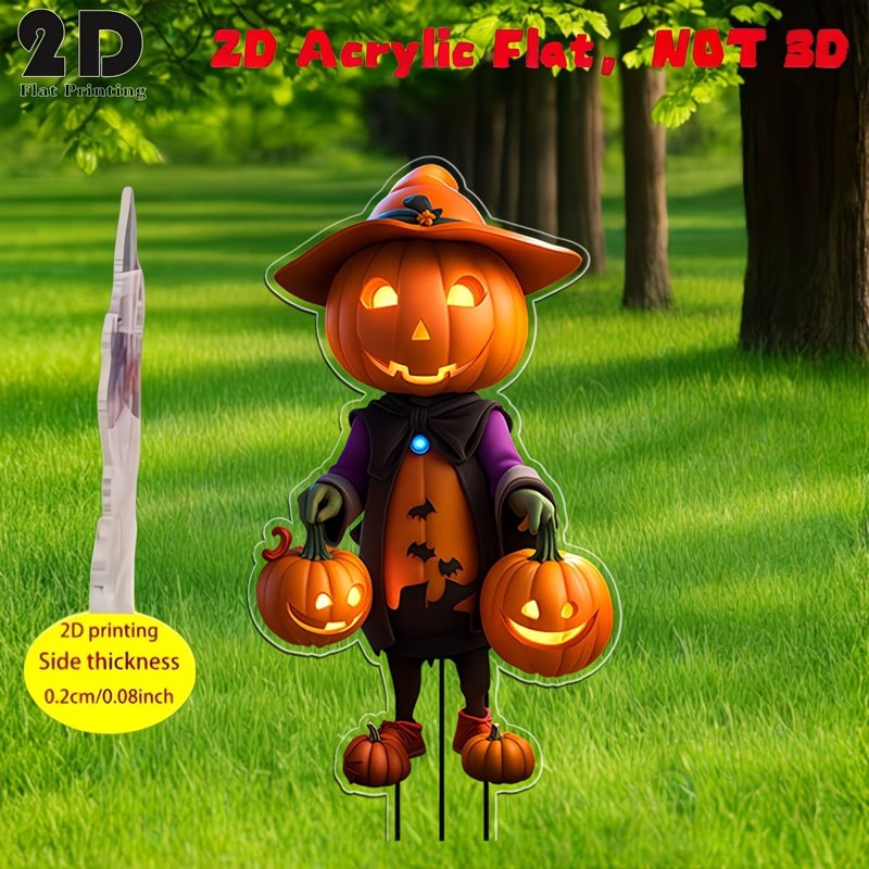 Halloween Pumpkin Character Yard Stake with Acrylic Sign - Variation 1#A