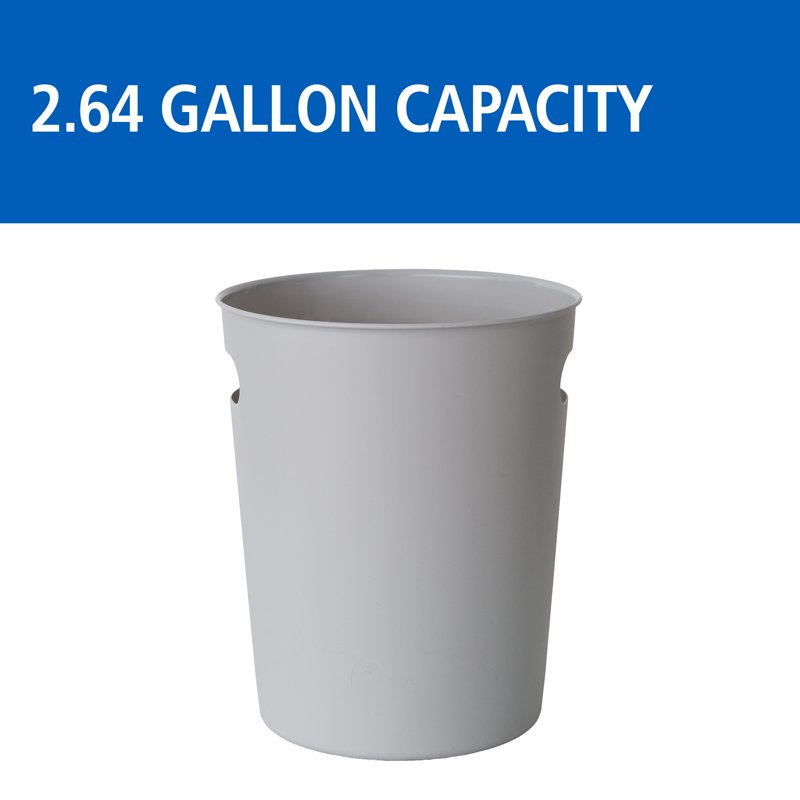 2.64 Gallon Plastic Wastebasket with Cut-Out Handles - Grey