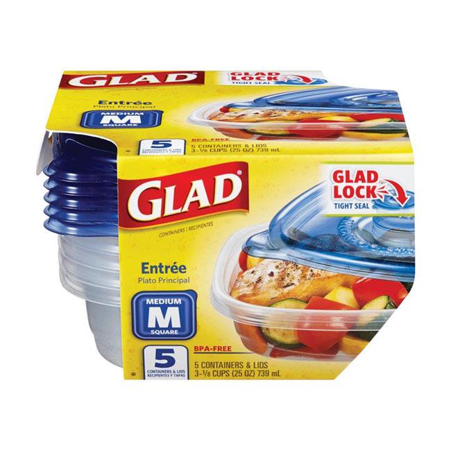 25 oz Food Storage Containers - Medium Square - 5 Pack