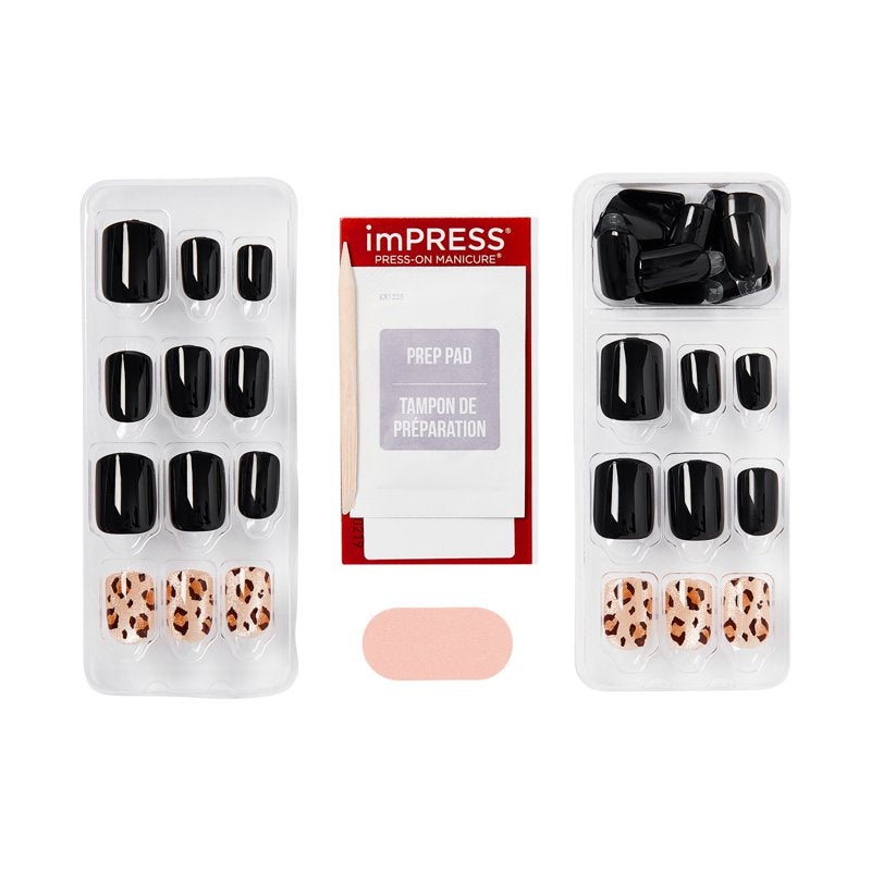 Short Square Press-On Nails in Black - 30 Pieces