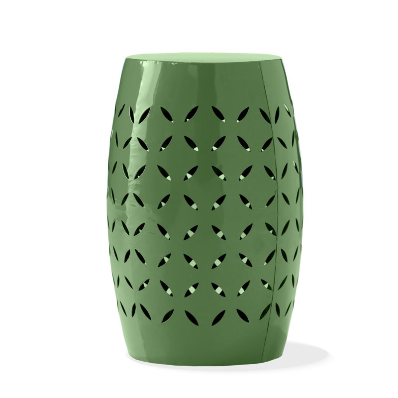 12" Outdoor Iron Side Table - All-Metal Barrel Accent Table
