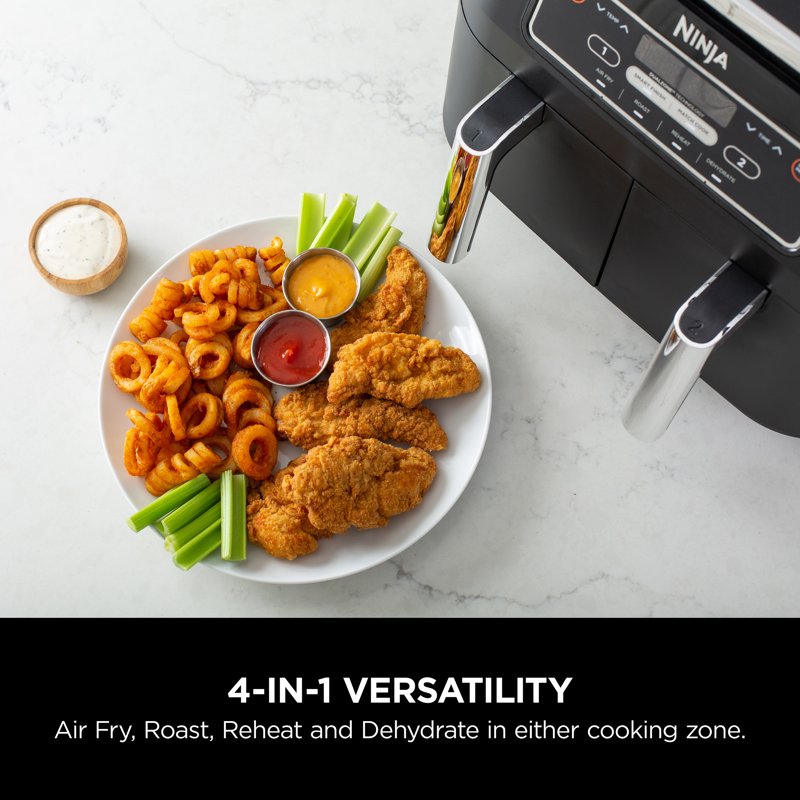 Ninja Foodi 8-Qt DualZone Air Fryer - Black, 4-in-1 Cooking
