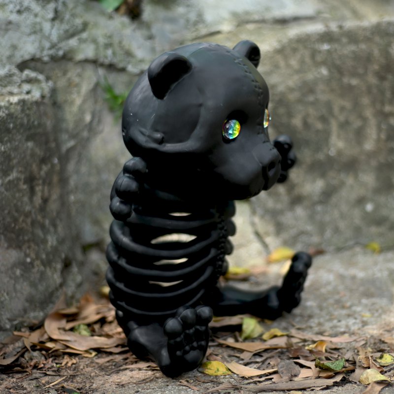 Large Halloween Skeleton Teddy Bear Decor with Crystal Eyes - Spooky Home Accent
