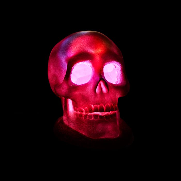 Large Halloween LED Skull Aquarium Decor - White Ghoulish Pet Habitat Light