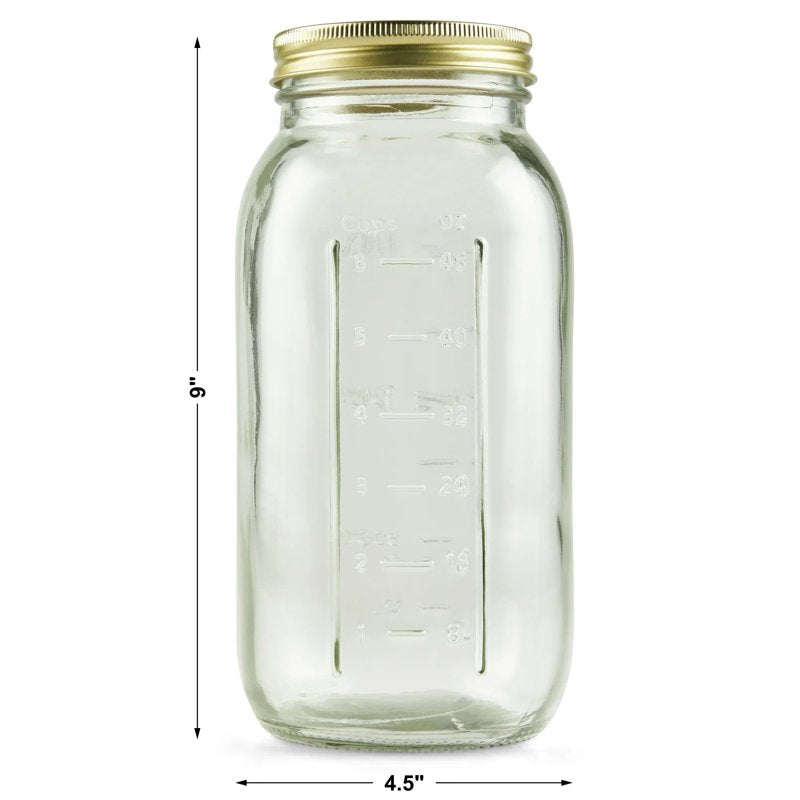 64 oz Wide Mouth Mason Jars - 2 Pack Glass Canning Jars