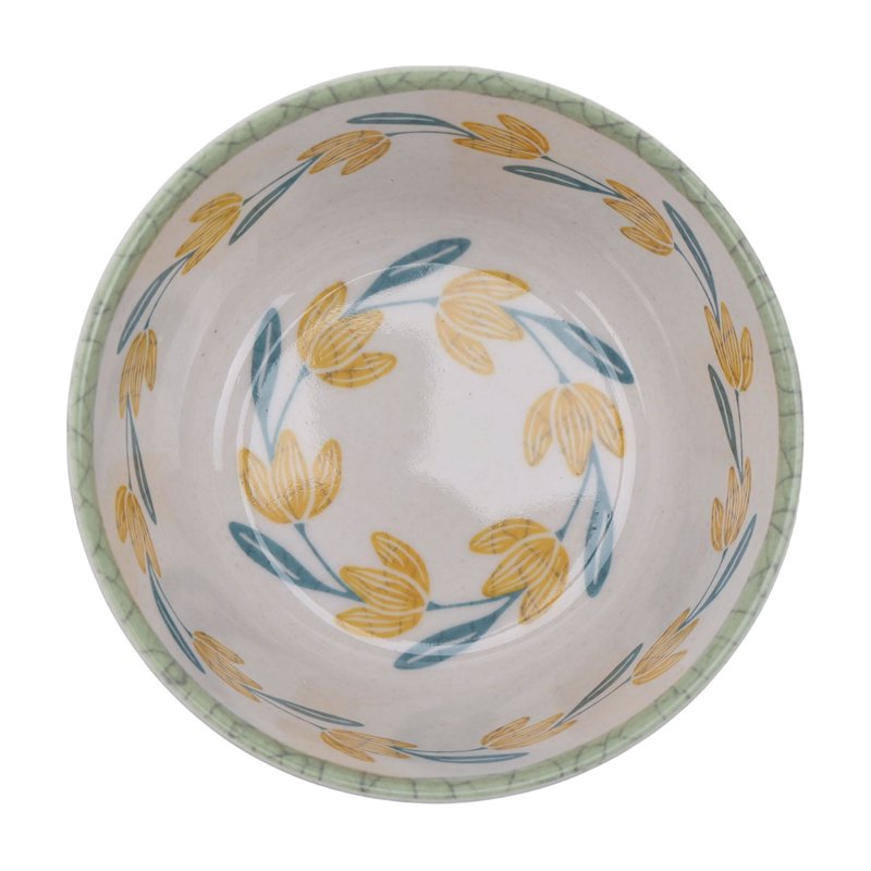 14 oz Round Floral Reusable Bamboo Melamine Dip Bowl Set - Tomato Pattern (2 Count)