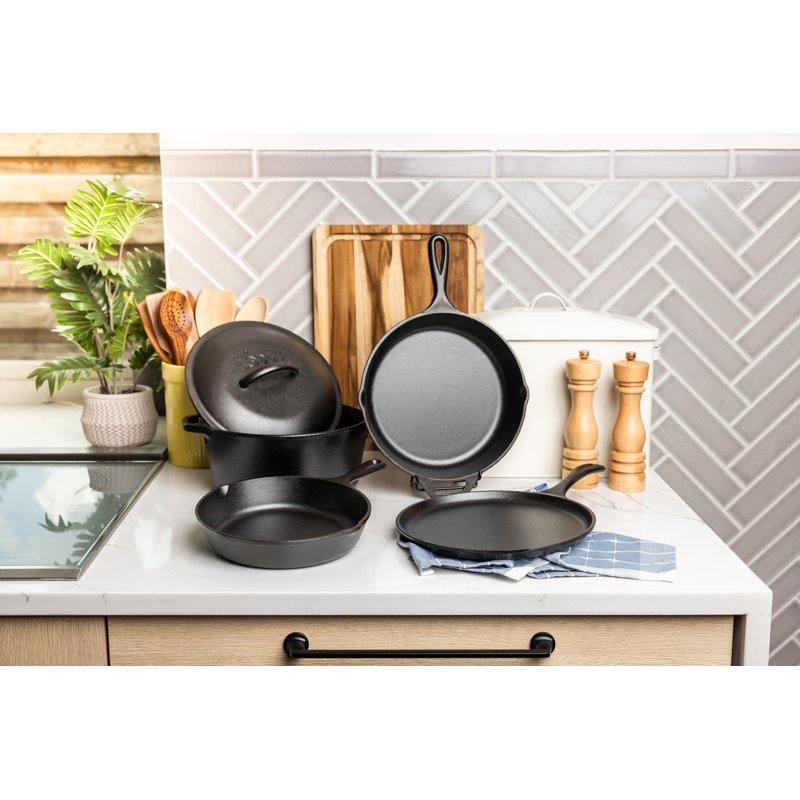 5-Piece Cast Iron Cookware Set - Skillet, Griddle, Dutch Oven