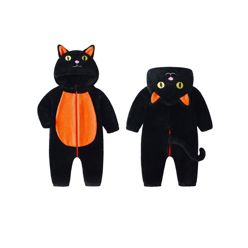 Toddler Baby Cat Costume Jumpsuit - Orange, 3-4 Years Halloween Animal Outfit