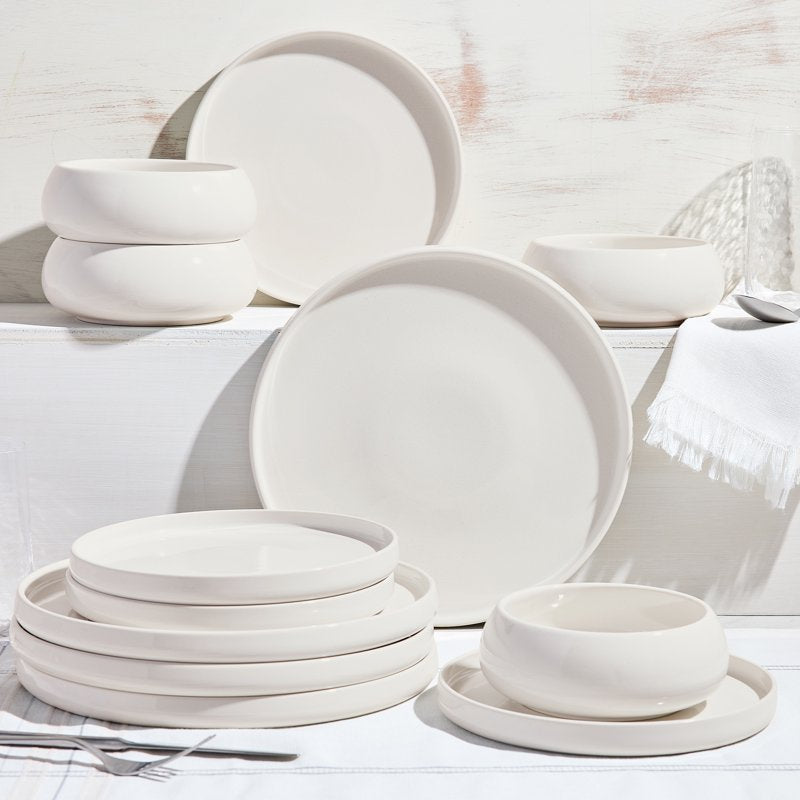 12-Piece Stoneware Dinnerware Set - Asher Collection