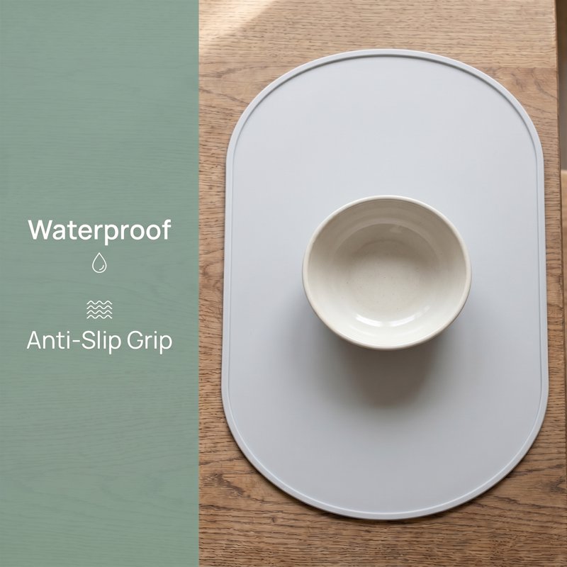 Silicone Placemats Set - 6 Pack Light Gray 15" x 10"