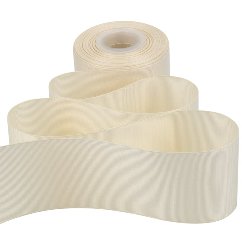 Grosgrain Ribbon 3 Inch x 25 Yards - Ivory Craft Ribbon for Hair Bows & Gift Wrapping - Premium Polyester