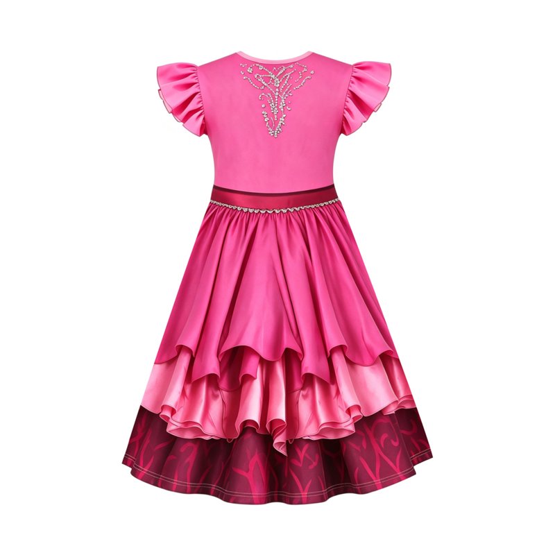Pink Princess Layered Ruffle Cosplay Costume Dress - 11-12Y Girl Variation