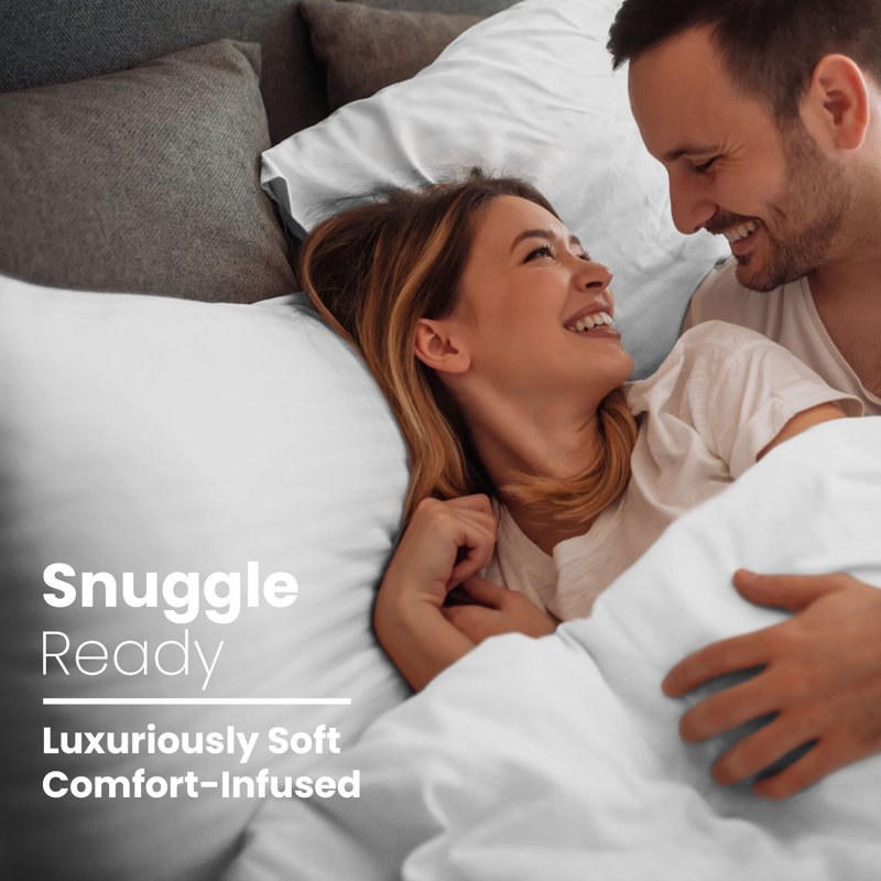 Full Size Cotton Sateen Bed Sheet Set - 4 Piece, White, 400TC, Lightweight & Wrinkle-Resistant