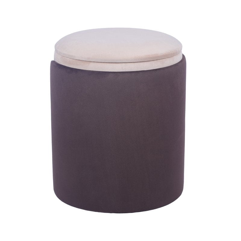 Two-Toned Vanity Stool Ottoman with Storage Compartment