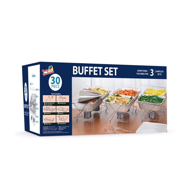 30-Piece Chafing Dish Catering Set with Gel Fuel and Serving Utensils