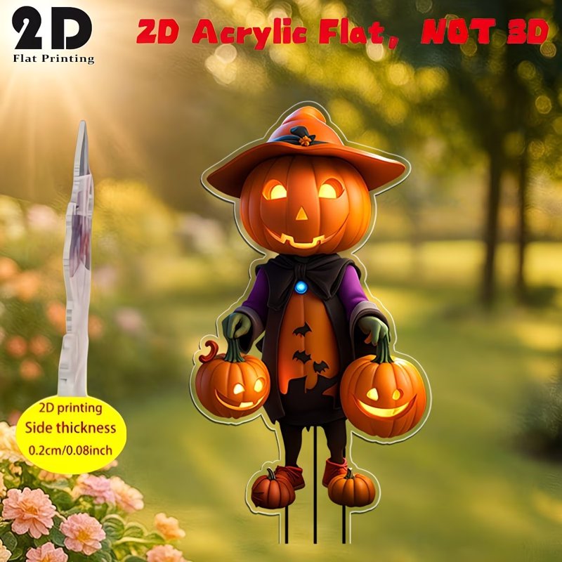 Halloween Pumpkin Character Yard Stake with Acrylic Sign - Variation 1#A