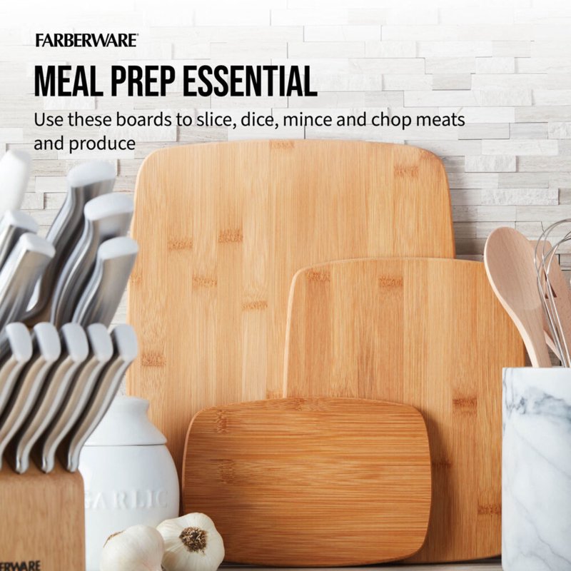 Bamboo Cutting Board Set - 3 Piece Kitchen Boards, Brown