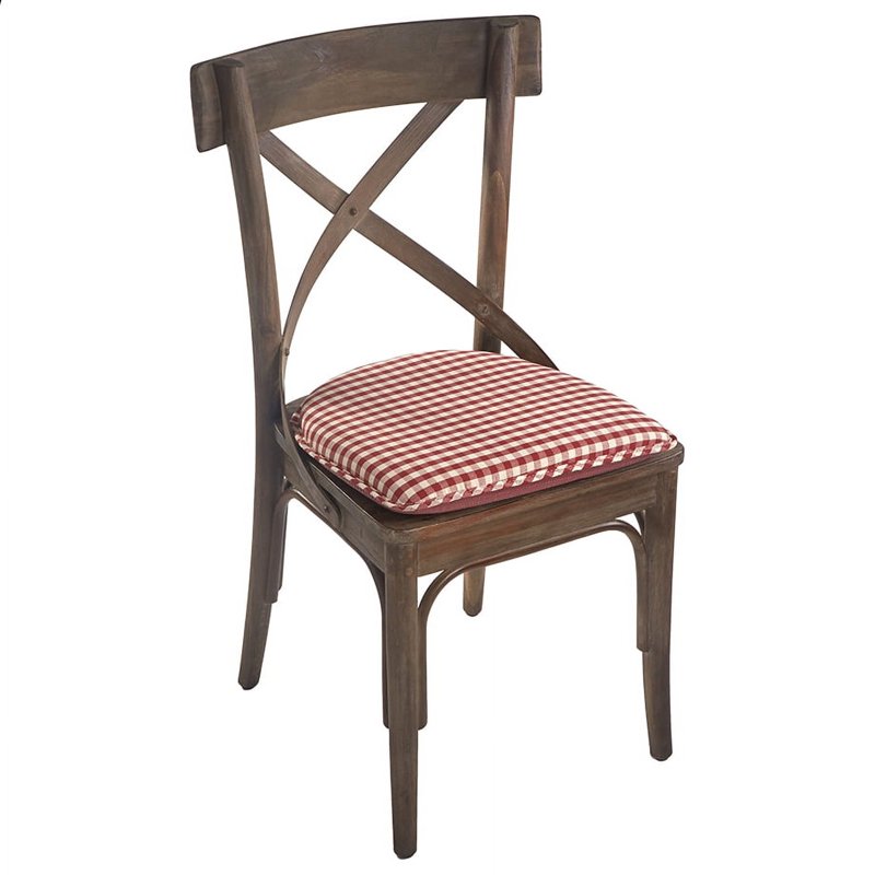 Non-Slip Gingham Red Chair Cushions - Set of 4, 15" x 16"