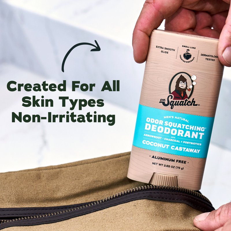 Natural Aluminum-Free Deodorant for Men, Coconut Scent, 0.5 oz Travel Size