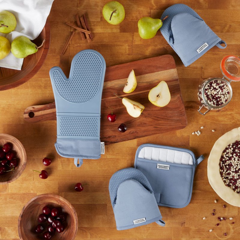 Oven Mitt, Potholder & Mini Mitt Set - Indigo - 4-Piece Kitchen Essentials