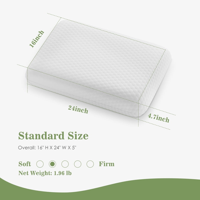 Memory Foam Pillow 2 Pack - Standard Size Bed Pillows for Sleep - Soft & Supportive - Variation 2