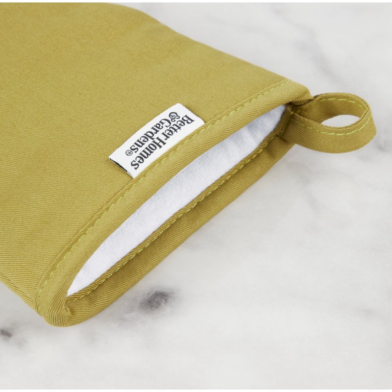 Silicone and Cotton Oven Mitt Set - 4 Pieces, Green Saddle