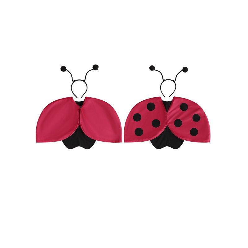 Toddler Girl Boy Ladybug Costume Set with Wings Cape and Headband - Red, 6-12 Months