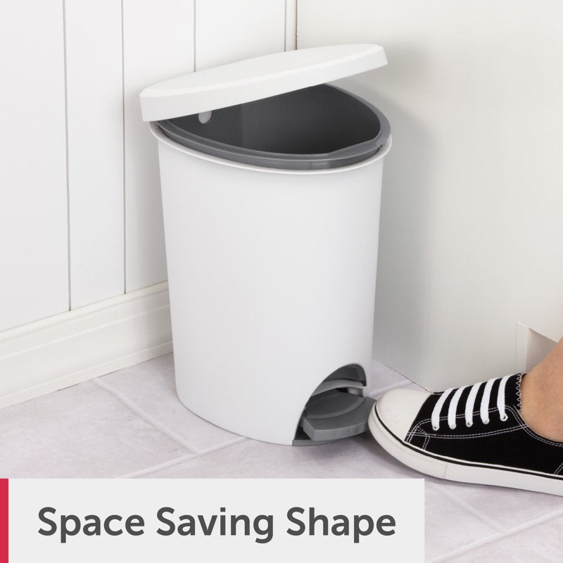Small Bathroom Trash Can - 2.6 Gallon Step Lid, White - 2 Pack