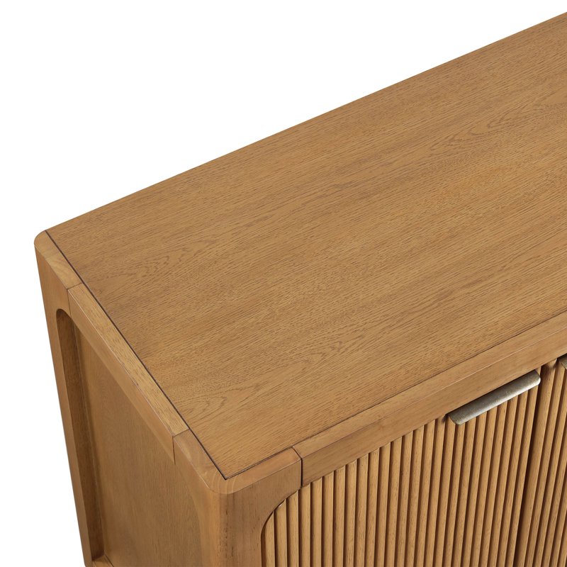 Linden Fluted Buffet Cabinet with Adjustable Shelves - Warm Brown