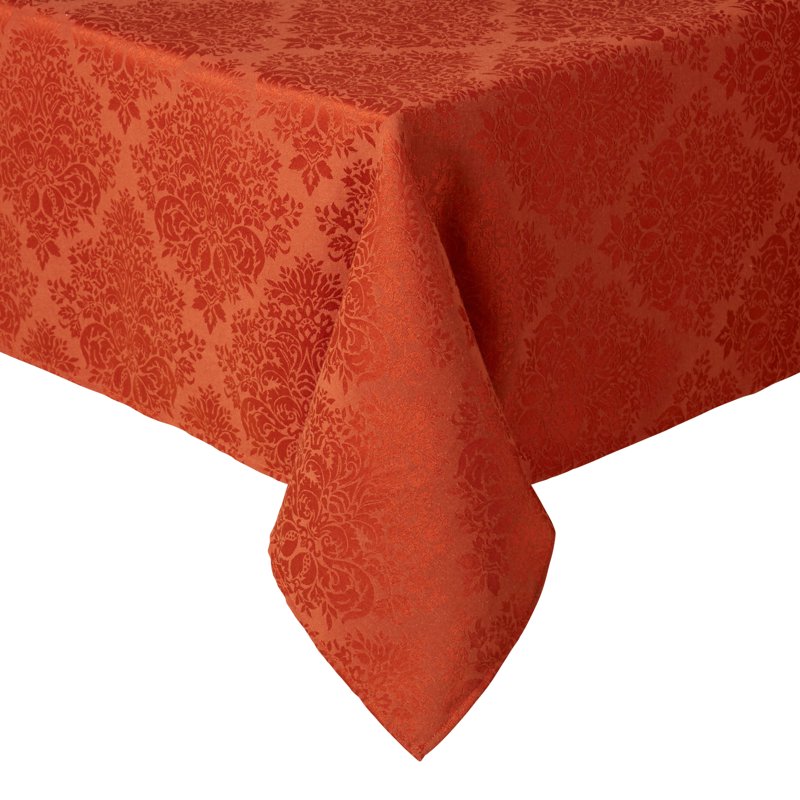 Lexington Damask Tablecloth - Stain Resistant, 60" x 120" Rust