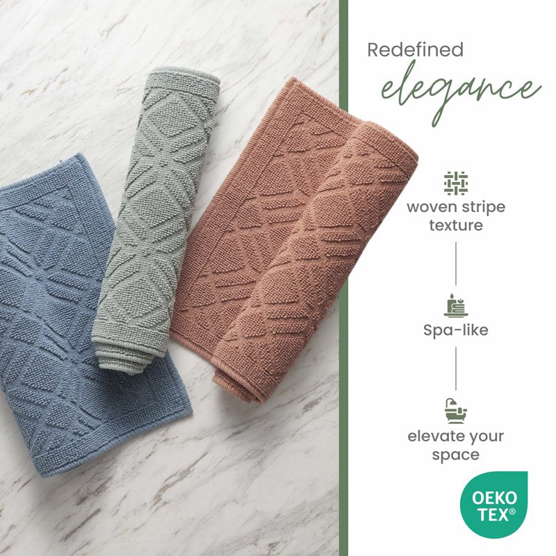 Martex Restore Geometric Cotton Bath Rug - Clay, 20 x 32 Inches - Non-Skid