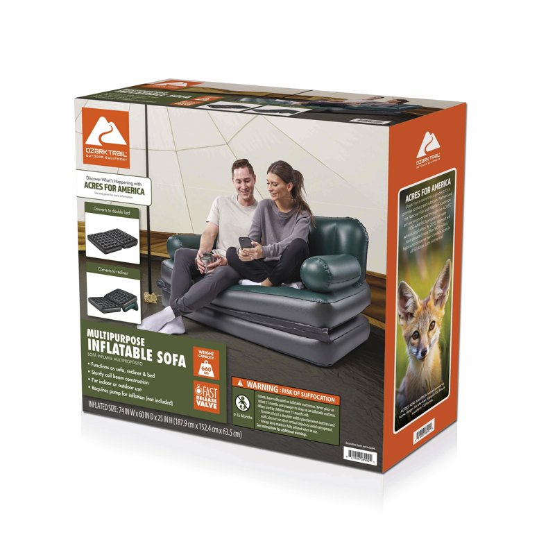 4 Pack Inflatable Air Couch 5-in-1 Multi-Max Lounger Sofa Bed Support