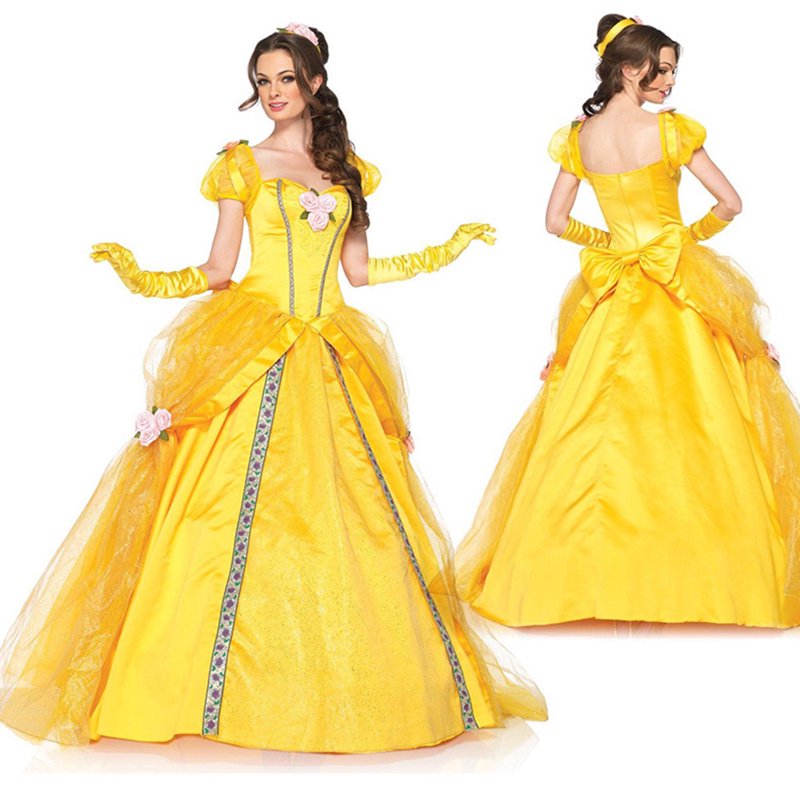 Women's Classic Belle Princess Halloween Costume with Sleeves - XXL