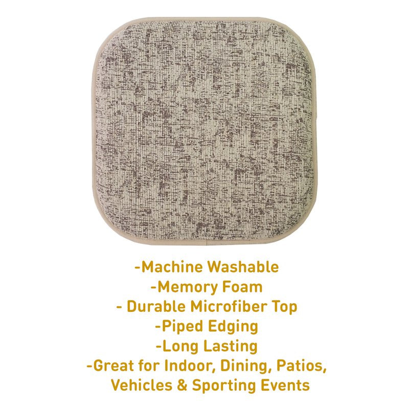 Memory Foam No Slip Chair Pad Cushion 2-Pack - Off-White