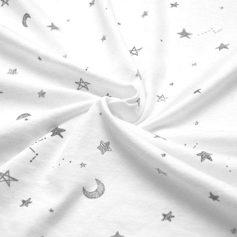 Crib Sheet 28x52 Inches with Stars and Moons - Hypoallergenic Cotton Fitted Bed Sheet, Gray Nursery Bedding, Variation: Stars/Moon