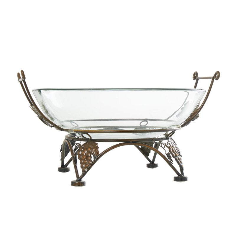 Clear Tempered Glass Kitchen Serving Bowl with Copper Base - 19" x 10"