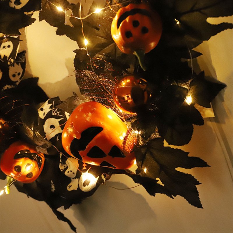 Halloween Wreath for Front Door Indoor Outdoor Ghost & Pumpkin Decor