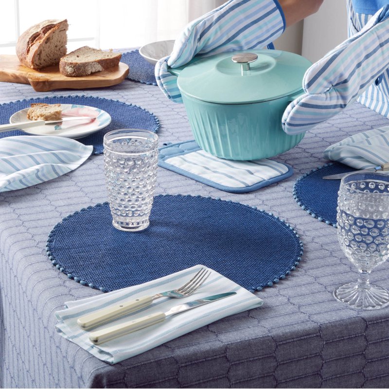 Honeycomb Fabric Tablecloth - Blue, 60"x120"