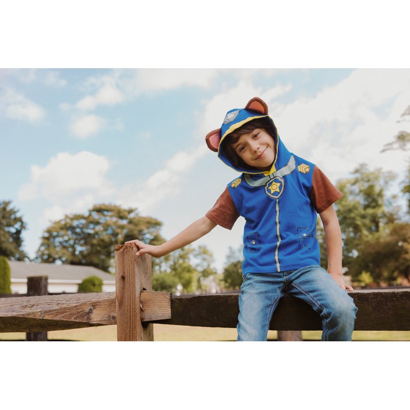 Paw Patrol Kids Hooded T-Shirt Chase Royal Blue - Cosplay Costume Tee with 3D Ears